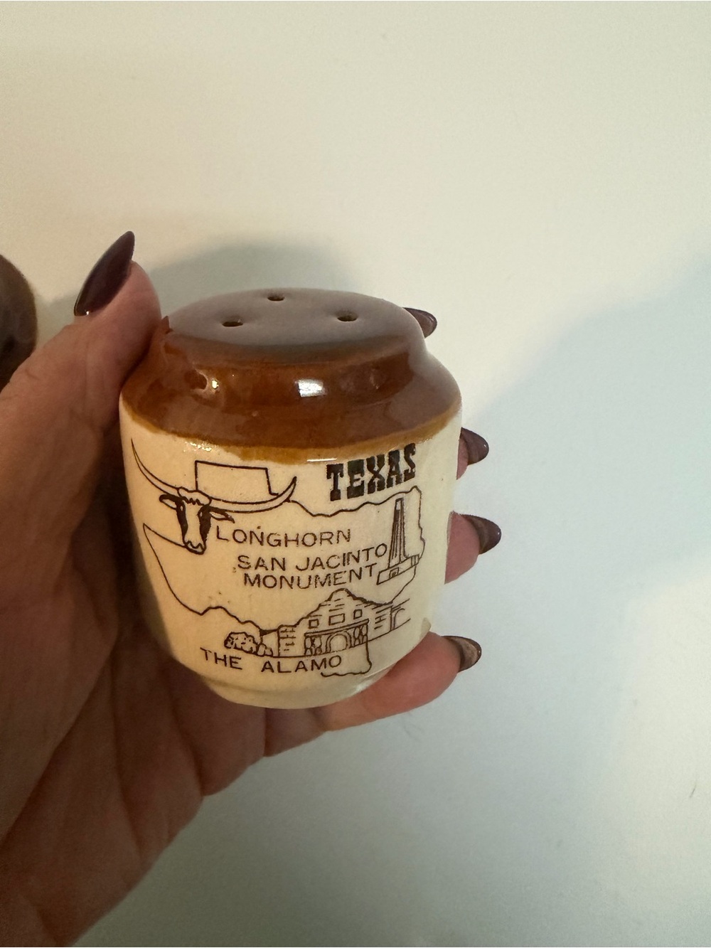Vintage Texas Souvenir Salt Pepper Shakers Alamo Longhorn San Jacinto Ceramic - Picture 4 of 8